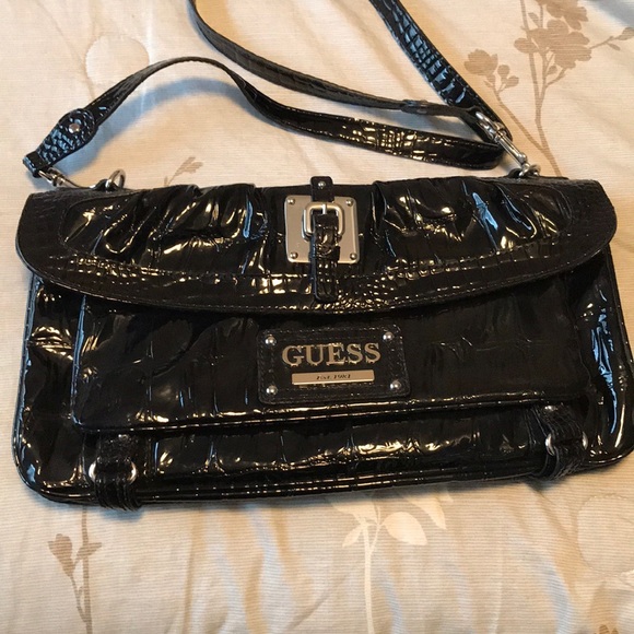 Large Black Leather Guess Purse - Picture 1 of 3